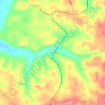 Goodrich topographic map, elevation, terrain