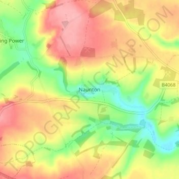 Naunton topographic map, elevation, terrain