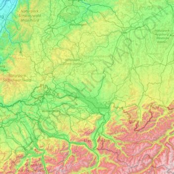 Linzgau topographic map, elevation, terrain