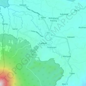 Lucban topographic map, elevation, terrain