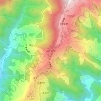 Qingjing Farm topographic map, elevation, terrain