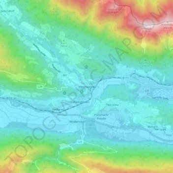 Hermagor topographic map, elevation, terrain
