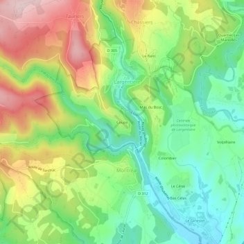 Coupe topographic map, elevation, terrain