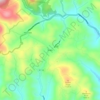 Rugby topographic map, elevation, terrain