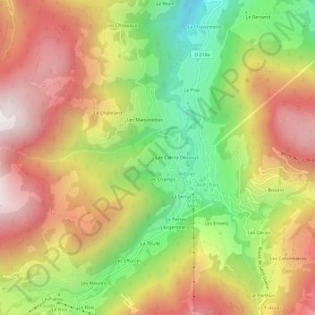 Les Carroz Dessus topographic map, elevation, terrain