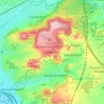 Löbelstein topographic map, elevation, terrain