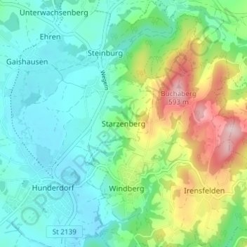 Starzenberg topographic map, elevation, terrain