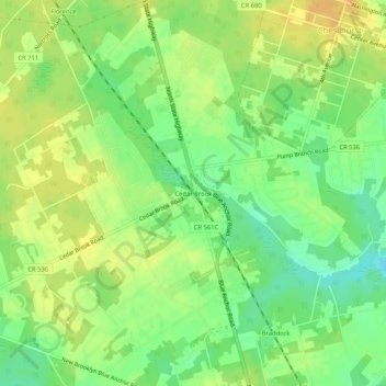 Cedar Brook topographic map, elevation, terrain