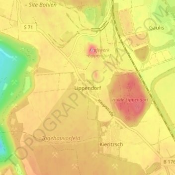 Lippendorf topographic map, elevation, terrain