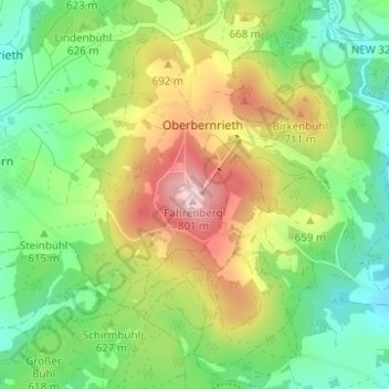 Oberfahrenberg topographic map, elevation, terrain