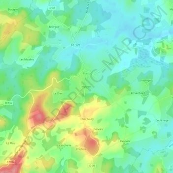 Maureix topographic map, elevation, terrain