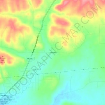 Pfeiffer topographic map, elevation, terrain