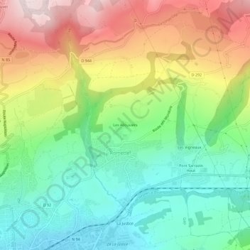 Les Allouviers topographic map, elevation, terrain