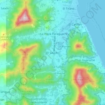 El Salado topographic map, elevation, terrain