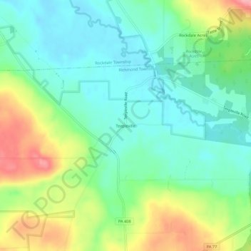 Teepleville topographic map, elevation, terrain