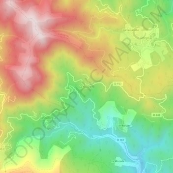 La Rouvière topographic map, elevation, terrain