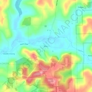 Boyers topographic map, elevation, terrain