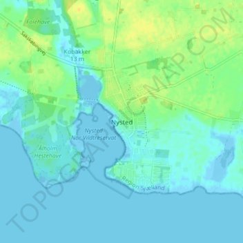Nysted topographic map, elevation, terrain