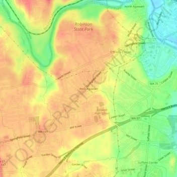 West Agawam topographic map, elevation, terrain