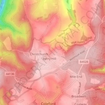 Joyford topographic map, elevation, terrain
