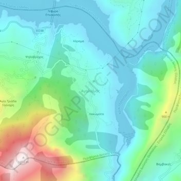 Agalianos topographic map, elevation, terrain