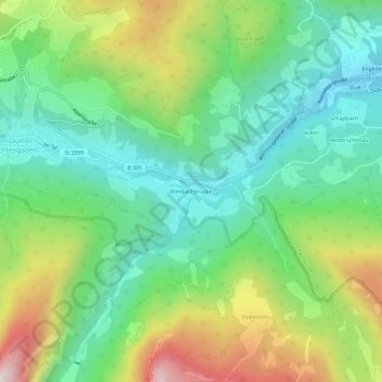 Wimbachbrücke topographic map, elevation, terrain