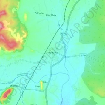 Mohana topographic map, elevation, terrain