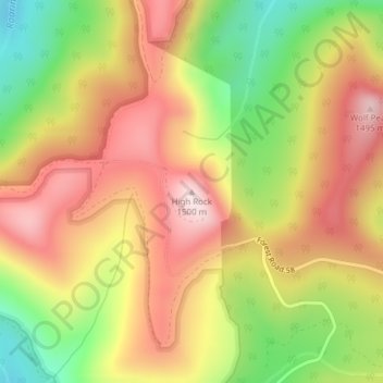 High Rock topographic map, elevation, terrain