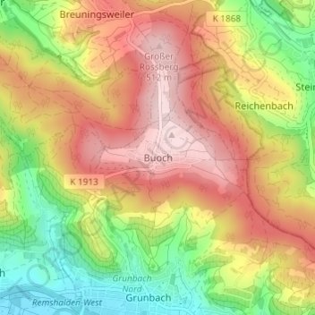 Buoch topographic map, elevation, terrain