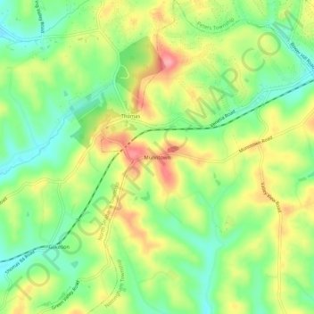 Munntown topographic map, elevation, terrain