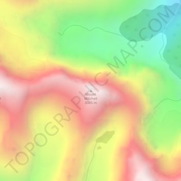 Mount Mitchell topographic map, elevation, terrain