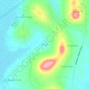 Kisubi topographic map, elevation, terrain