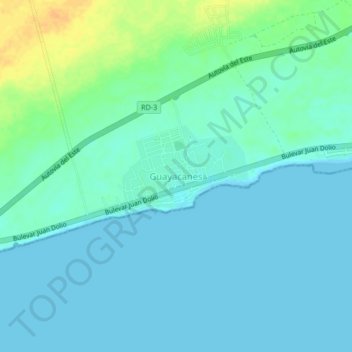 Guayacanes topographic map, elevation, terrain