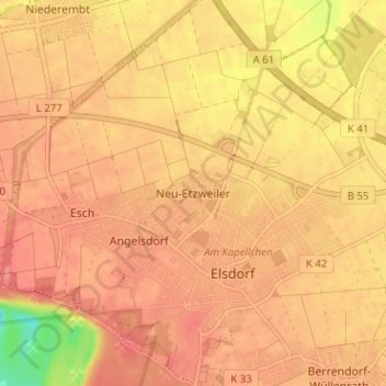 Neu-Etzweiler topographic map, elevation, terrain
