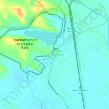Nandankanan topographic map, elevation, terrain