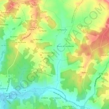 Laudibertie topographic map, elevation, terrain