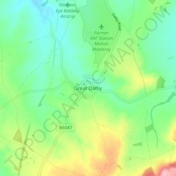 Great Dalby topographic map, elevation, terrain