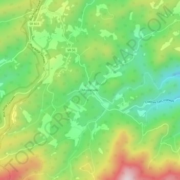 Montebello topographic map, elevation, terrain