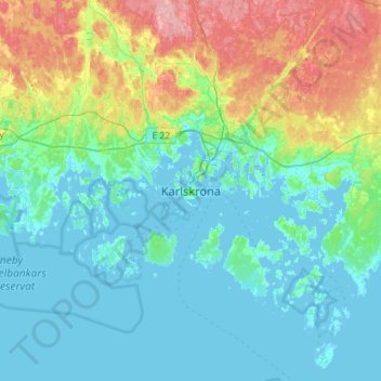 Karlskrona topographic map, elevation, terrain