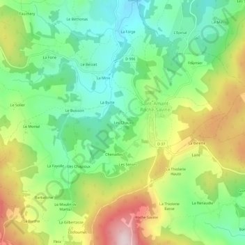 Les Chaux topographic map, elevation, terrain