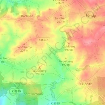 Zeunitz topographic map, elevation, terrain