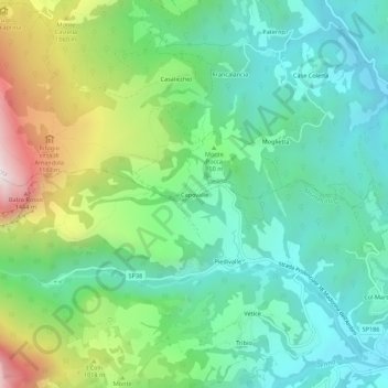 Capovalle topographic map, elevation, terrain