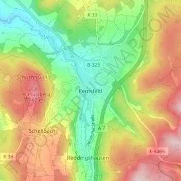 Remsfeld topographic map, elevation, terrain