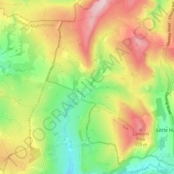 Rowarth topographic map, elevation, terrain