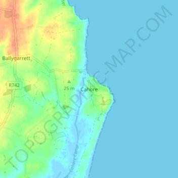 Cahore topographic map, elevation, terrain