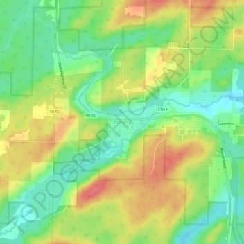 Wabeno topographic map, elevation, terrain