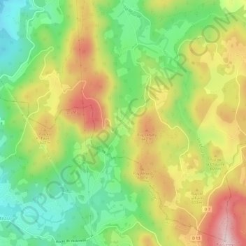 Brudieux topographic map, elevation, terrain