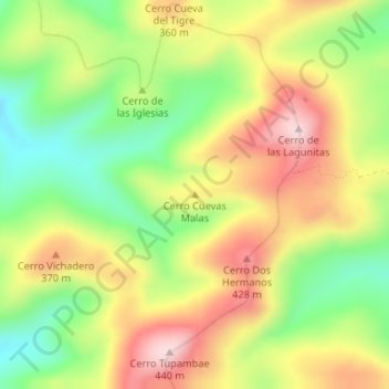 Cerro Cuevas Malas topographic map, elevation, terrain
