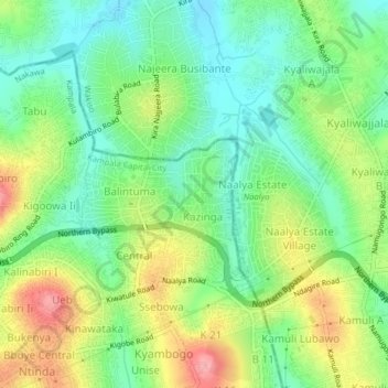 Kiwatule topographic map, elevation, terrain