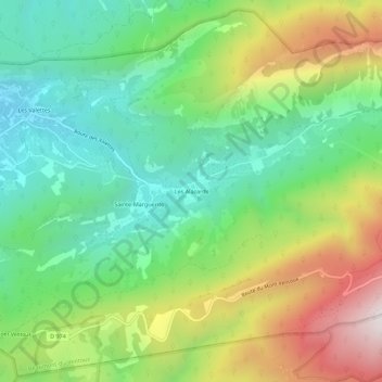 Les Alazards topographic map, elevation, terrain